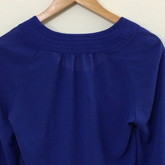 BANANA REPUBLIC Bright Cobalt Blue Purple Scoop Neck Petite Small Blouse Top - Picture 4 of 6
